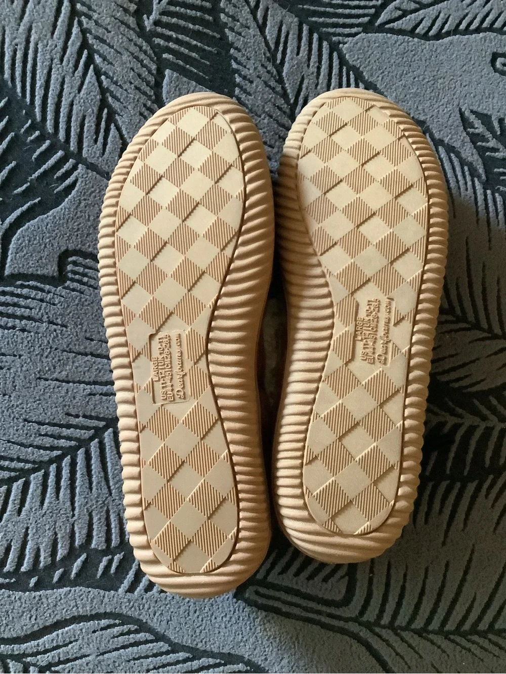 dearfoams Brown Corduroy Slip-On Moccasin Slippers with Cream Sherpa Lining